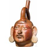 Portraitgefäß, Peru, Moche-Kultur, 300 v. Chr. - 700 n. Chr.Ausdrucksstarker Portraitkopf eines