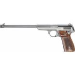 Walther Olympia-Pistole Mod. 1932Kal. .22 l.r., Nr. 3839, Nummerngleich. Blanker Lauf mit