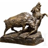 Friedrich Gornik (1877 - 1943) - Bronzeskulptur "Kämpfende Keiler"Bronze mit brauner Patina.