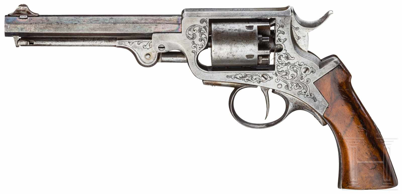 Versuchs-Perkussionsrevolver Stahl, Hassfurt, um 1865Kaliber 9 mm, Nr. 17414 auf der Innenseite - Image 2 of 2