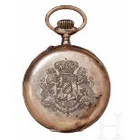 A Bavarian Pocket WatchLarge, silver pocket watch with engraved Royal Bavarian Coat of Arms. A watch