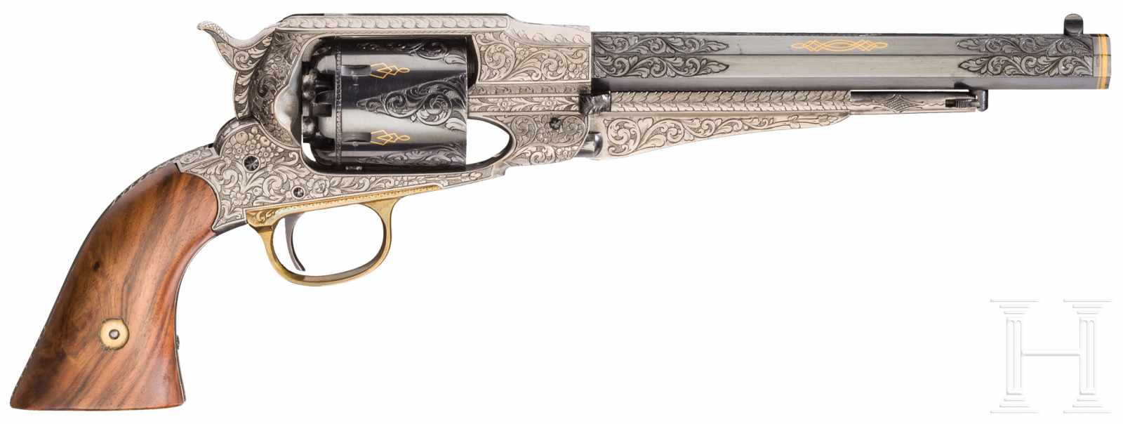 Gravierter Remington New Model Army, Westerner's Arms, im KastenKal. .44, Nr. 21418, Kal. .44 Perk.,