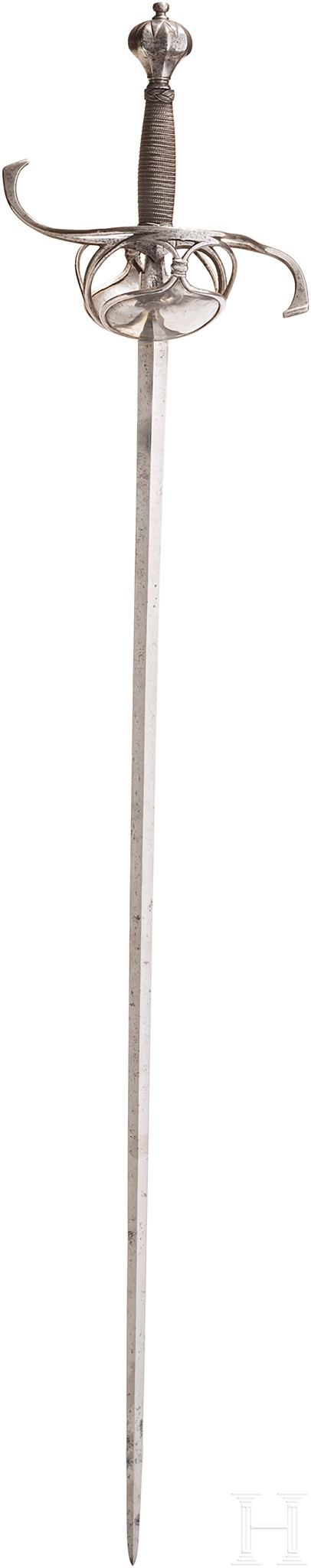 Pappenheimer- Rapier, deutsch, um 1630Zweischneidige Stichklinge mit rautenförmigem Querschnitt