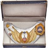 A "50" Year Reichskriegerbund Standard Bearer Gorget in BoxKidney shaped, polished nickel plated