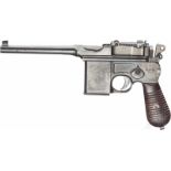 Mauser C 96 Mod. 1932 ("Mod. 712"), mit Kasten und LederKal. 7,63x25 mm, Nr. 92593, Fast blanker