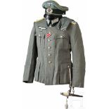 Oberleutnant der Nachrichtentruppe - Schirmmütze, Feldmütze, Feldbluse, Dolch M 35Schirmmütze,