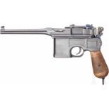 Mauser C 96 "Wartime Commercial" mit kaiserlicher Abnahme, Anschlagkasten und BelederungKal. 7,