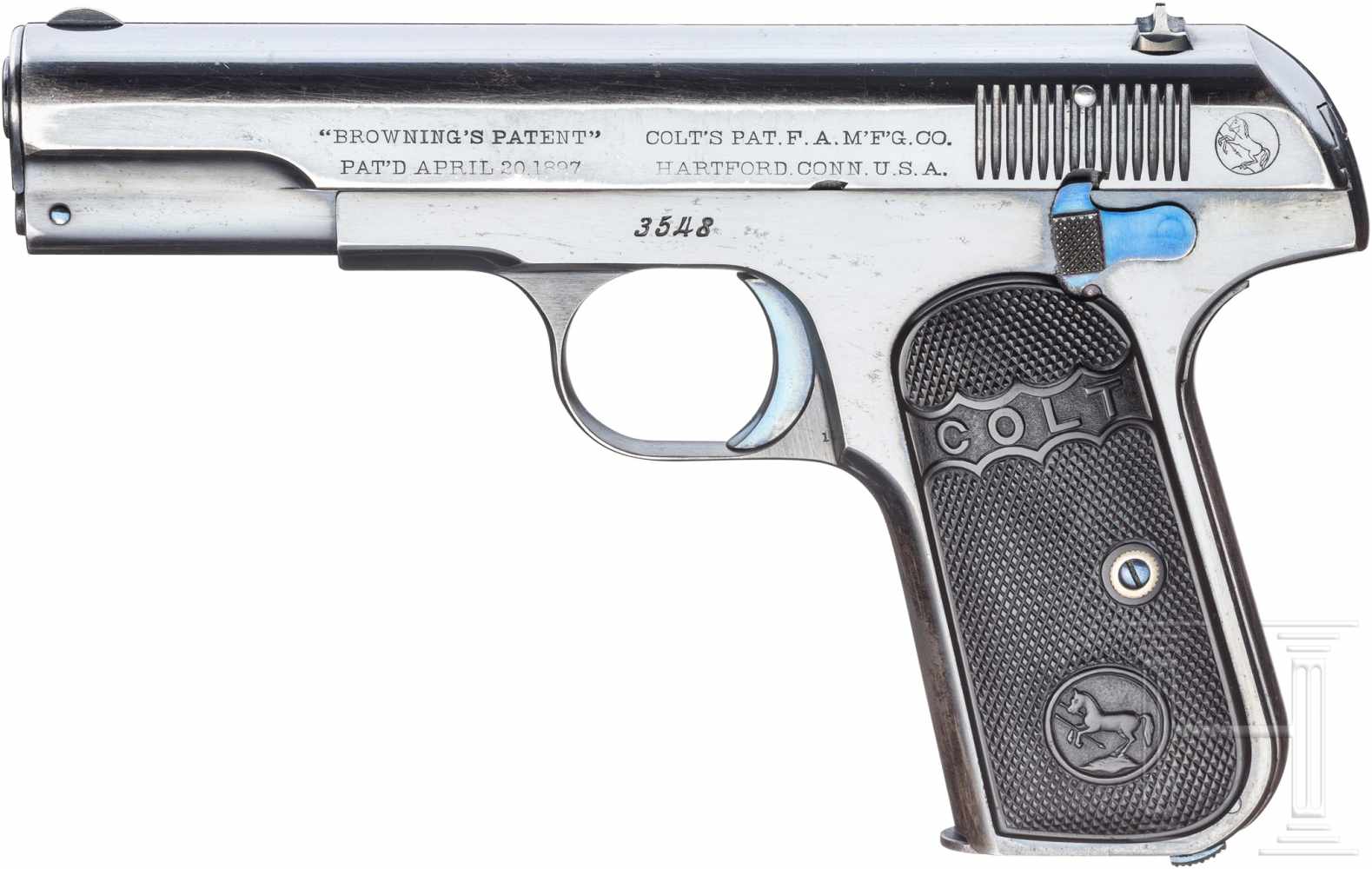 Colt Mod. 1903 Hammerless .32 PocketKal. .32 ACP, Nr. 3548, Fast blanker Lauf, Länge 3-3/4".