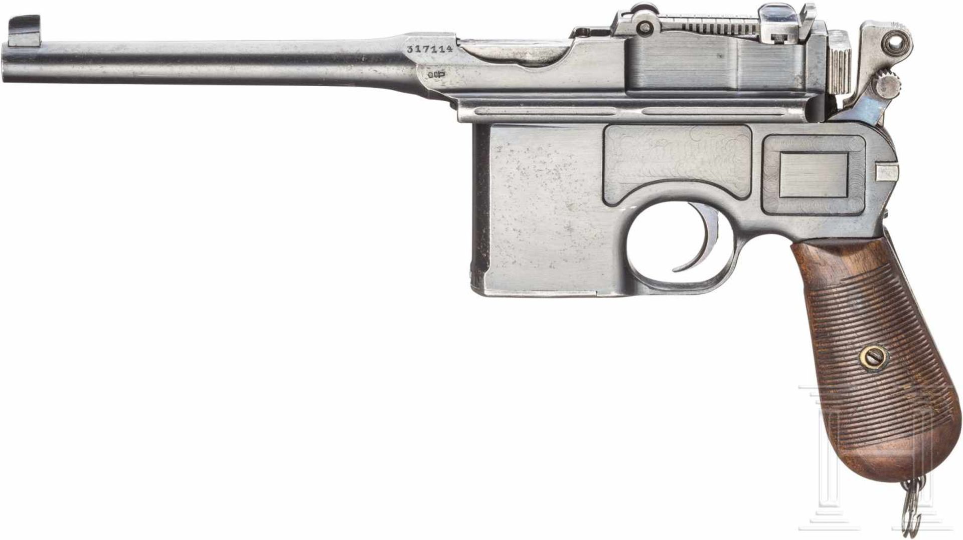 Mauser C 96 "Prewar Commercial", mit Kasten und LederKal. 7,63x25 mm, Nr. 317114, Nummerngleich