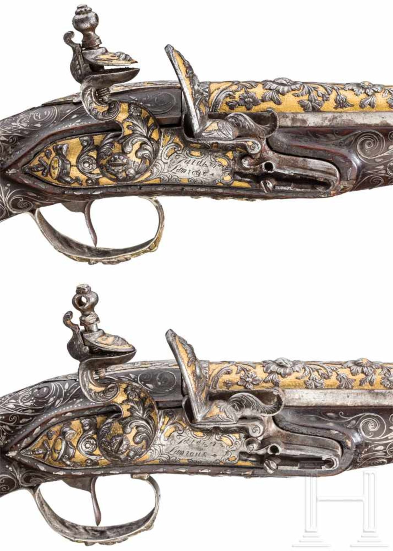 Ein Paar eisengeschnittene Luxus-Orientpistolen für den orientalischen Markt, Frankreich, um 1810/ - Bild 4 aus 8