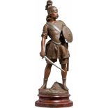 Jean Garnier (1853 - ca.1910) - gallischer KriegerBronze-Hohlguss, an der Plinthe die