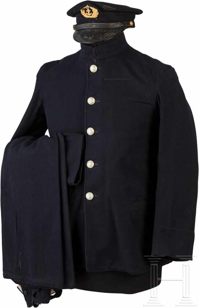 Uniform für Unteroffiziere der Marine, 2. WeltkriegDeckel und Bund aus dunkelblauem Wolltuch,