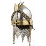 Seltener Helm der Khediven-Leibwache, 2. Hälfte 19. Jhdt.Einteilig geschlagene Eisenglocke mit
