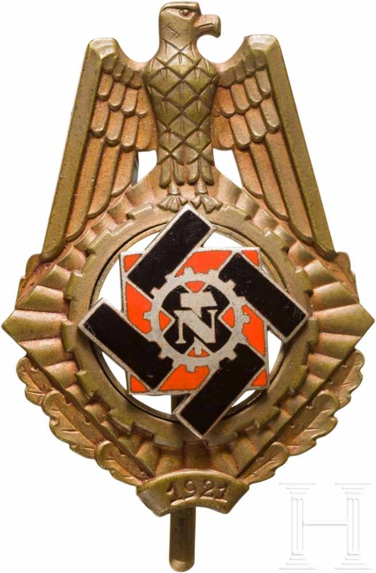 Ehrenzeichen der Technischen Nothilfe (TeNo) mit Jahreszahl "1921"Steckabzeichen aus bronzefarben
