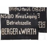 Fahnenspiegel der NSBO-Betriebszelle Berger & Wirth im Kreis LeipzigDie beiden Spiegel aus feinem,