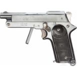 Pistole Jo.Lo.Ar. 1925Kal. 7,65 mm Brown., Nr. 12658, Blanker Kipplauf, Länge 100 mm.