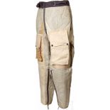 A Pair of Suede Leather Winter Trousers for Aviation PersonnelWhite suede leather, sheepskin fur-