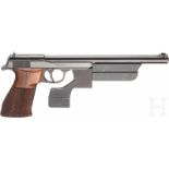 Walther Olympia-Pistole Mod. 1936, im KastenKal. .22 l.r., Nr. 5292, Nummerngleich. Blanker Lauf,