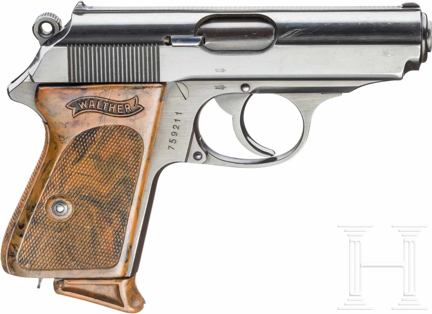 Walther PPK, ZMKal. 7,65 mm Brown., Nr. 759211, Blanker Lauf. Siebenschüssig. Beschuss Krone/N. - Image 2 of 2