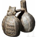 Doppelgefäß, Peru, Chimú-Kultur, 900 - 1470Zwei miteinander verbundene linsenförmige Körper, der