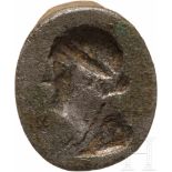 Platte eines Siegelrings mit dem Profil einer ptolemäischen Königin, Ägypten, 3. - 1. Jhdt. v. Chr.