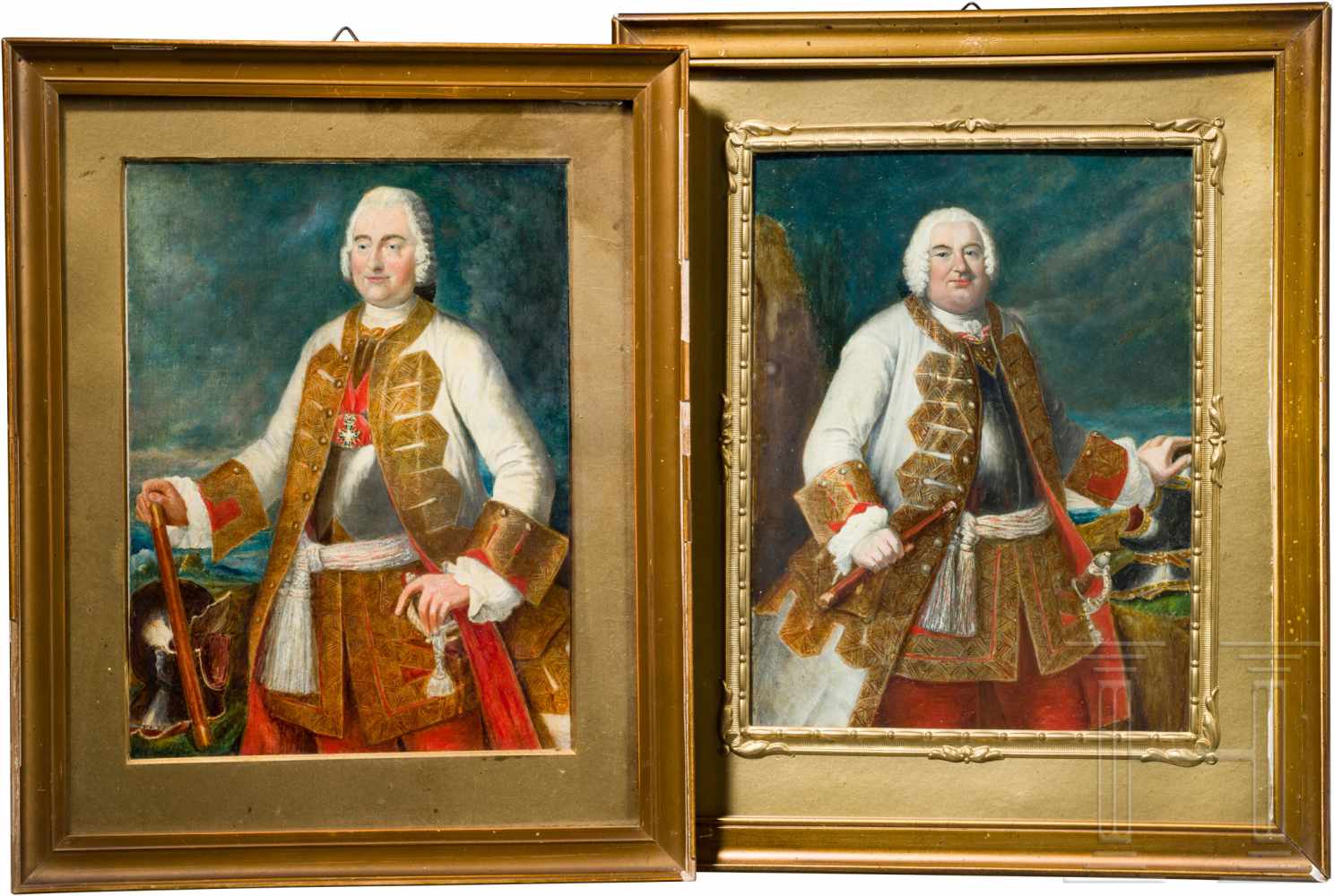 Offiziersfamilie von Pirch - Portraitgemälde zweier sächsischer Generale des 18. Jhdts.Öl auf