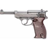 Mauser P 38, Code "byf - 42"Kal. 9 mm Luger, Nr. 1185, Nummerngleich. Fast blanker Lauf.