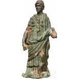 Bronzestatuette der Fortuna, römisch, 1. - 2. Jhdt.Reich gewandete Statuette möglicherweise der