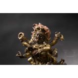 Dharmapala Mahakala, Tibet, 17./18. Jhdt.Feuervergoldete Bronze mit partieller (ritueller) Bemalung.