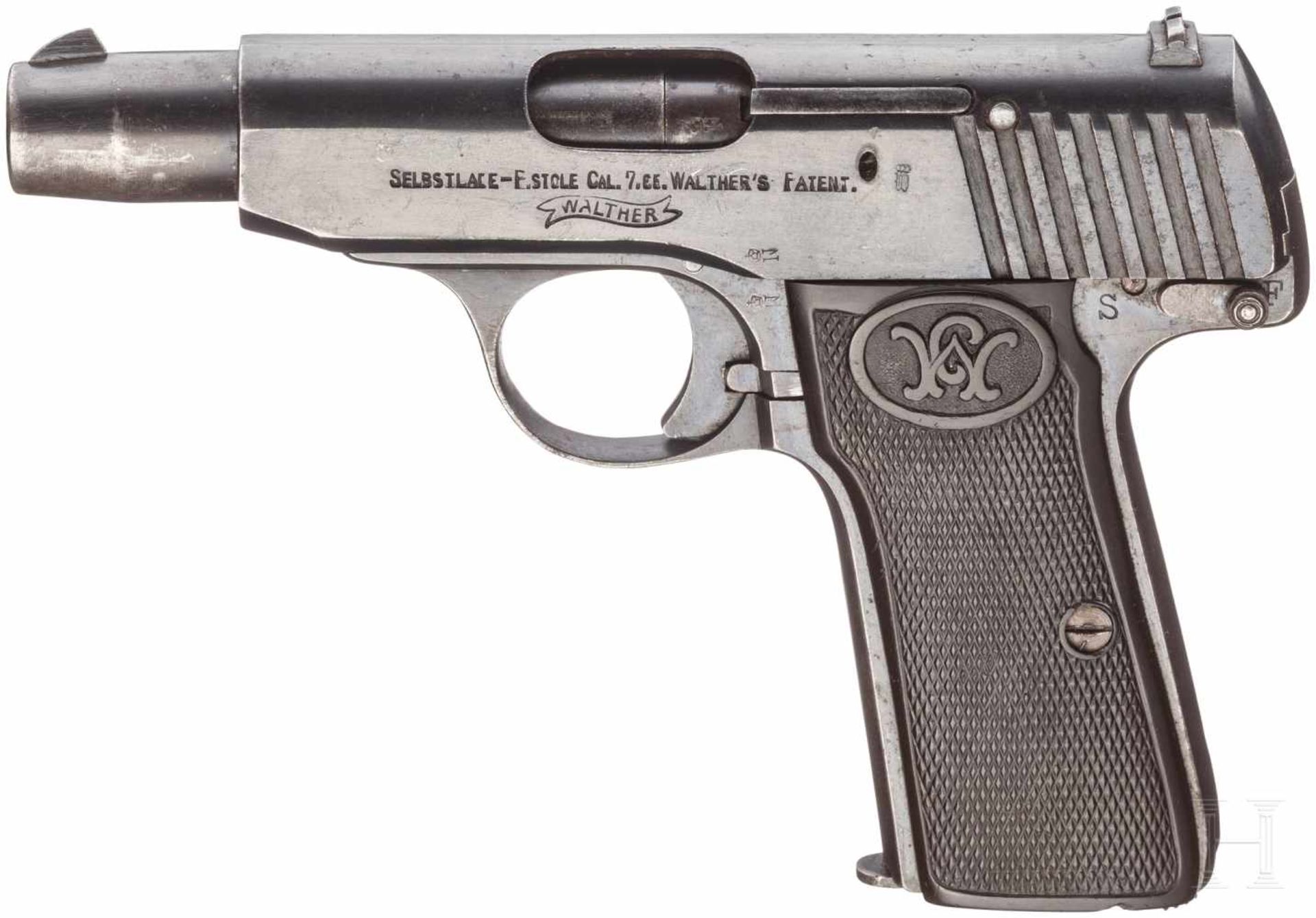Walther Mod. 4, MilitärkontraktKal. 7,65 Brow., Nr. 116836, Nummerngleich. Matter Lauf.