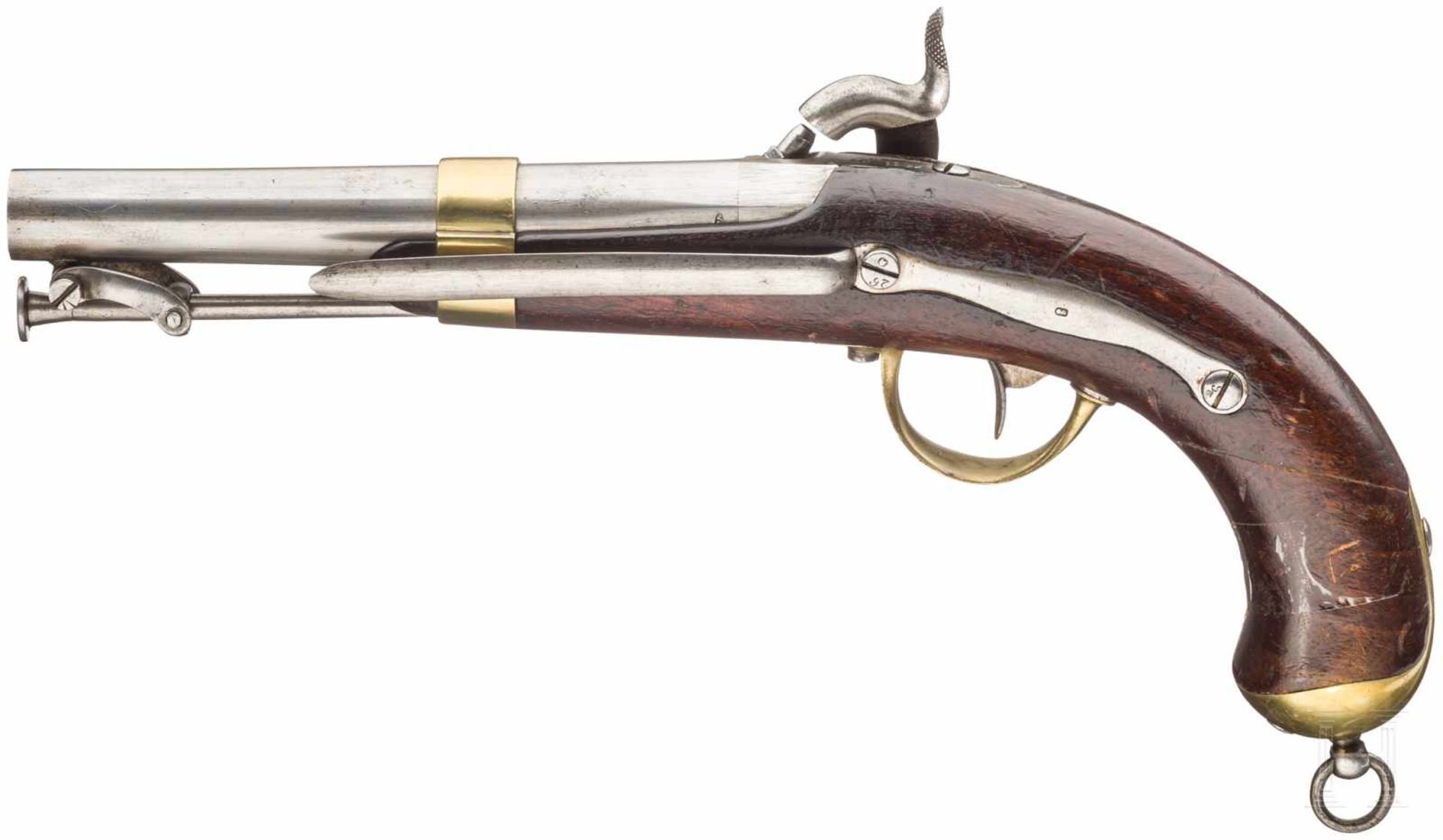 Marinepistole Mle 1837Runder Lauf mit glatter Seele im Kaliber 15,2 mm. Schwanzschraubenblatt mit - Bild 2 aus 2