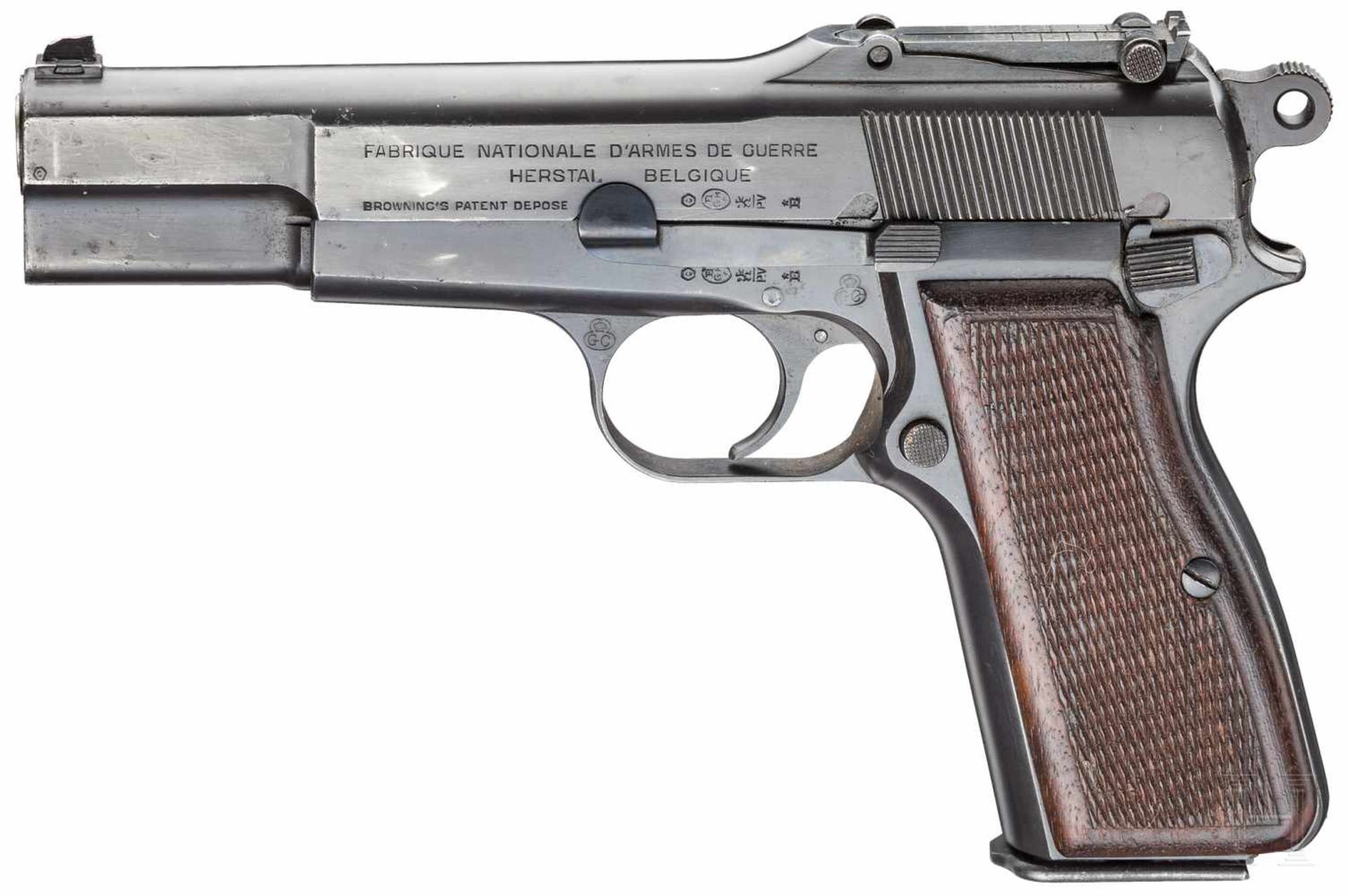 FN GP (Grand Puissance) Mod. 35, mit Tasche und AnschlagbrettKal. 9 mm Luger, Nr. 38857,