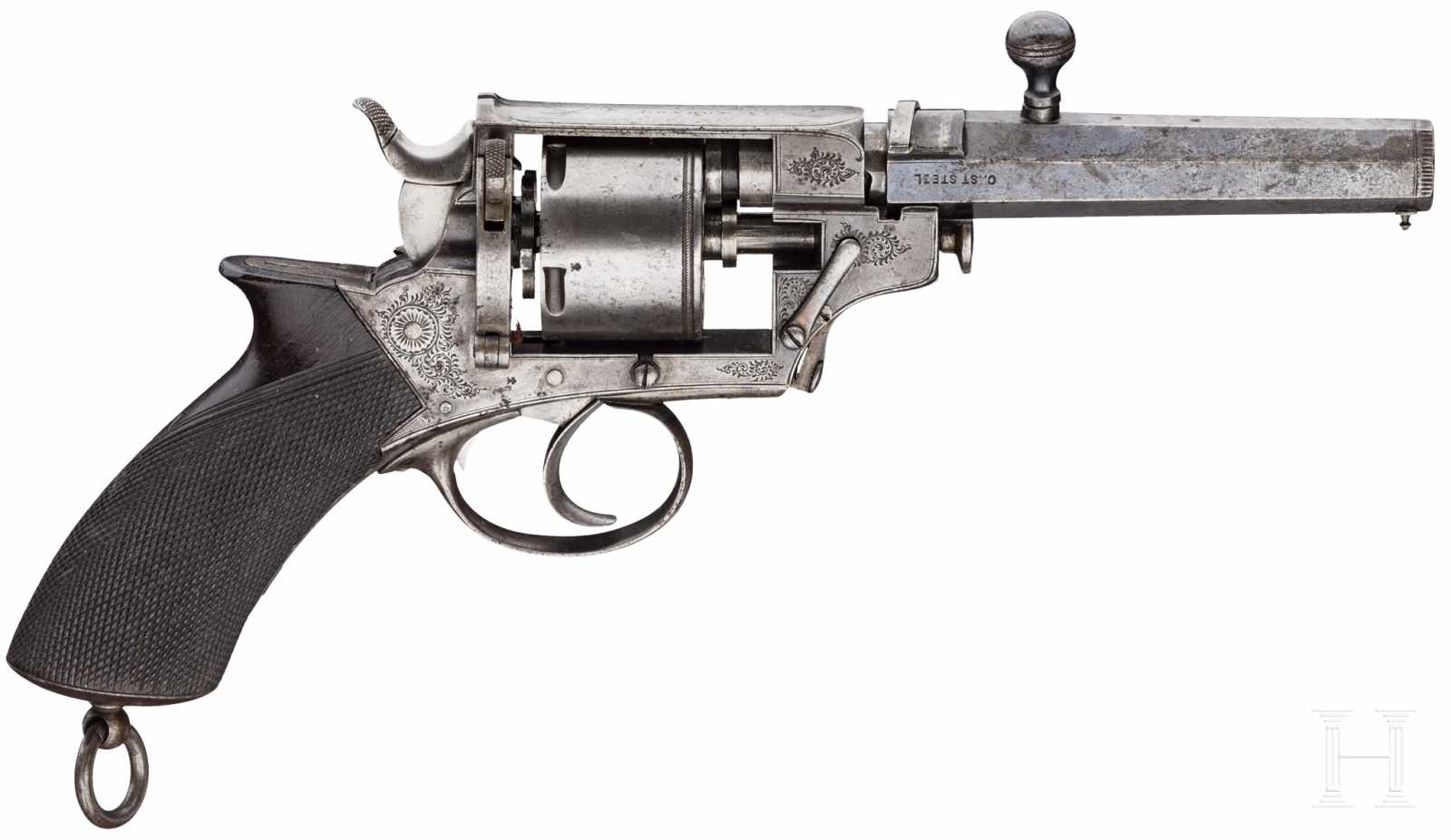 Selbstauszieher-Revolver J. Thomas, Birmingham, um 1870Kal. .450 CF, Nr. 616, Fünffach gezogener, - Image 3 of 4