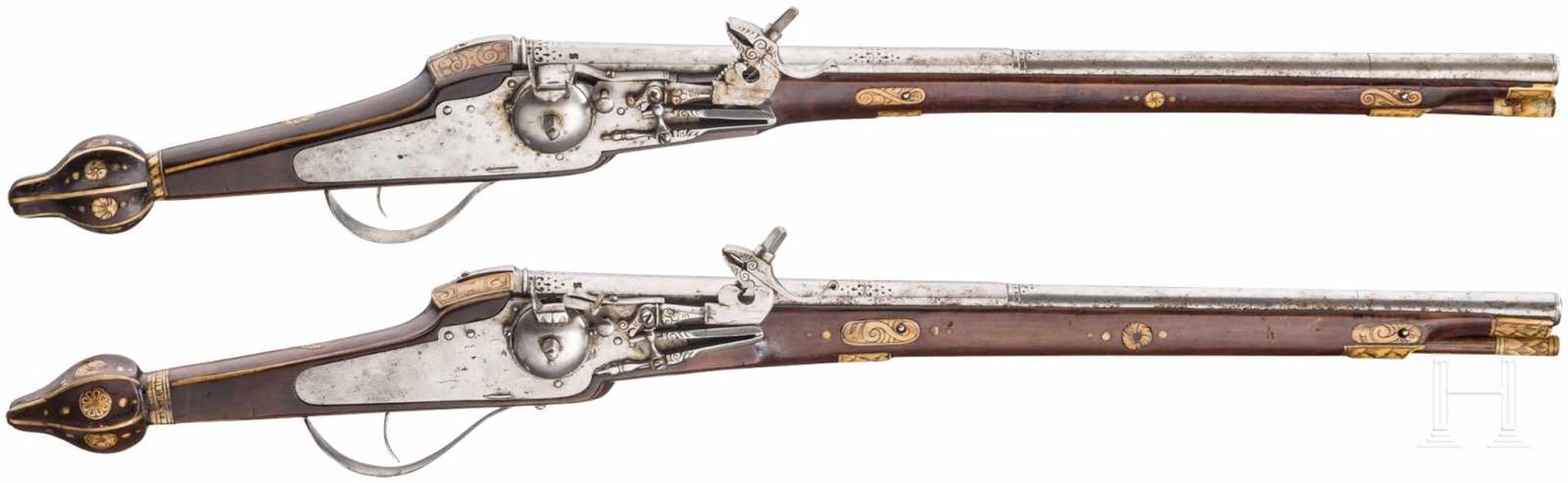 Ein Paar lange Radschlosspistolen (3. Modell) der Trabantengarde Christans II. von Sachsen, Hans