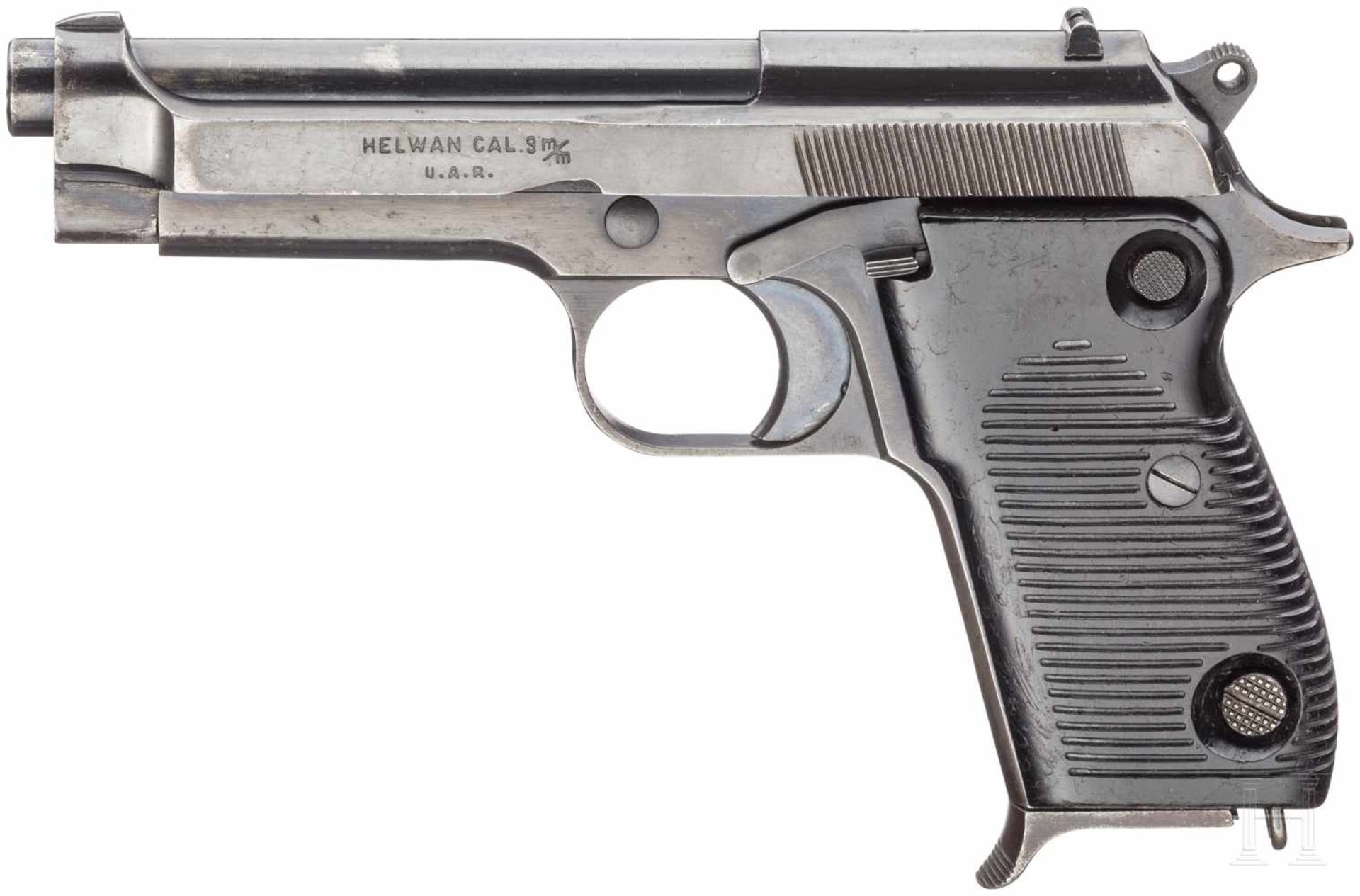 Pistole HelwanKal. 9 mm Luger, Nr. 43993, Nummerngleich in arabischen Zahlen. Blanker Lauf, Länge - Bild 2 aus 2