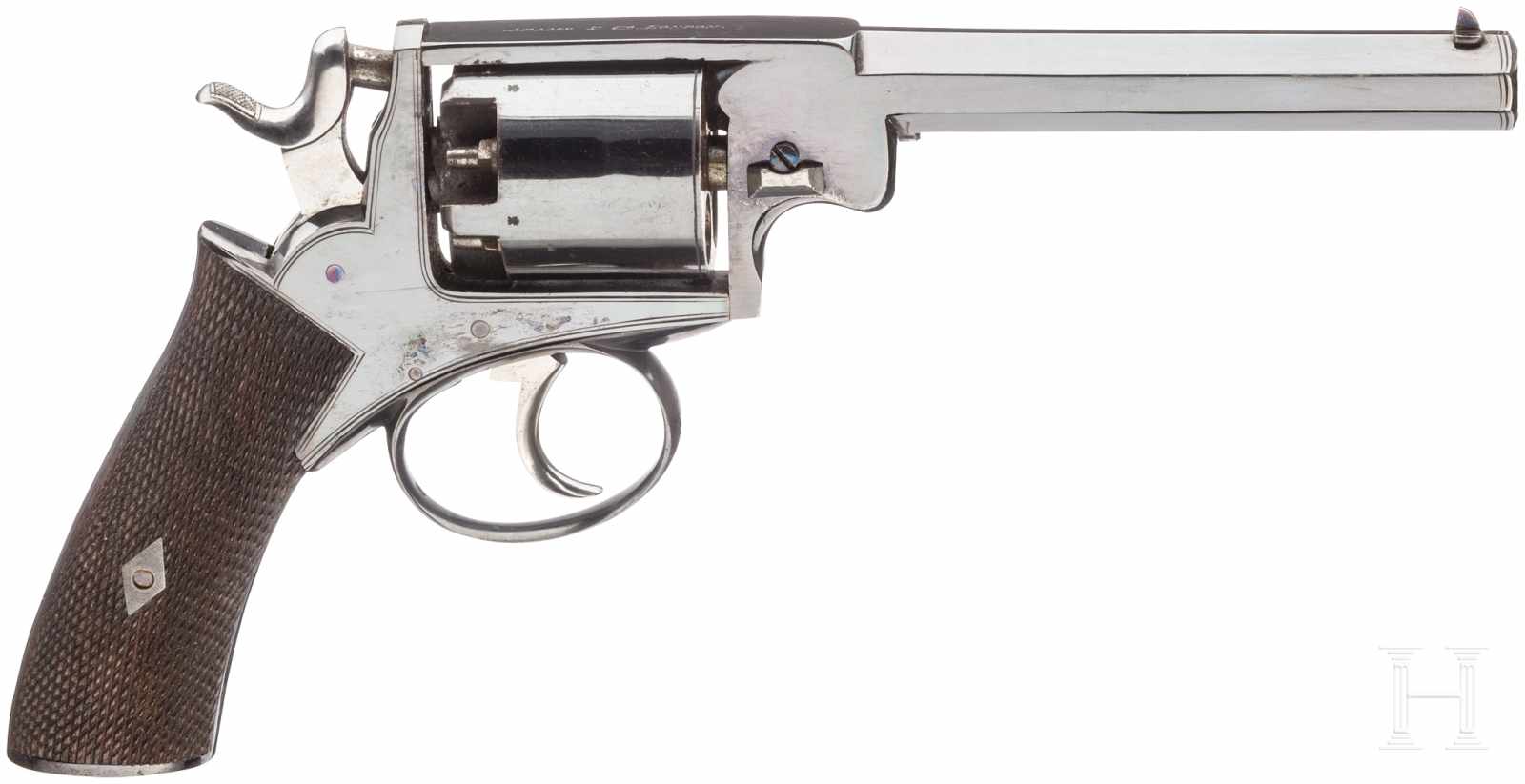 Perkussionsrevolver, Adams & Co., LondonKal. .54 bore, Nr. ohne Nummer, Fast spiegelblanker, 5,5