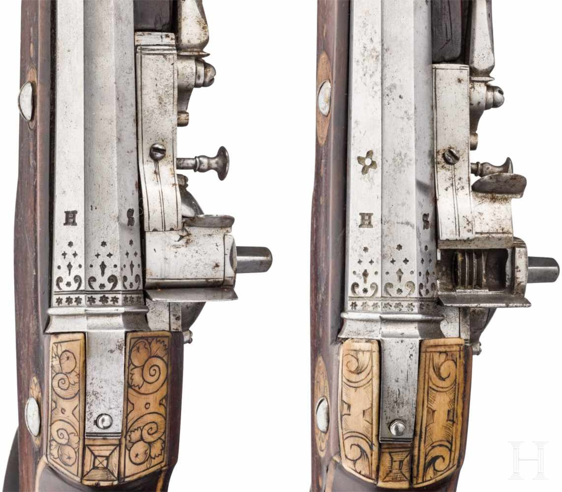 Ein Paar lange Radschlosspistolen (3. Modell) der Trabantengarde Christans II. von Sachsen, Hans - Bild 6 aus 7