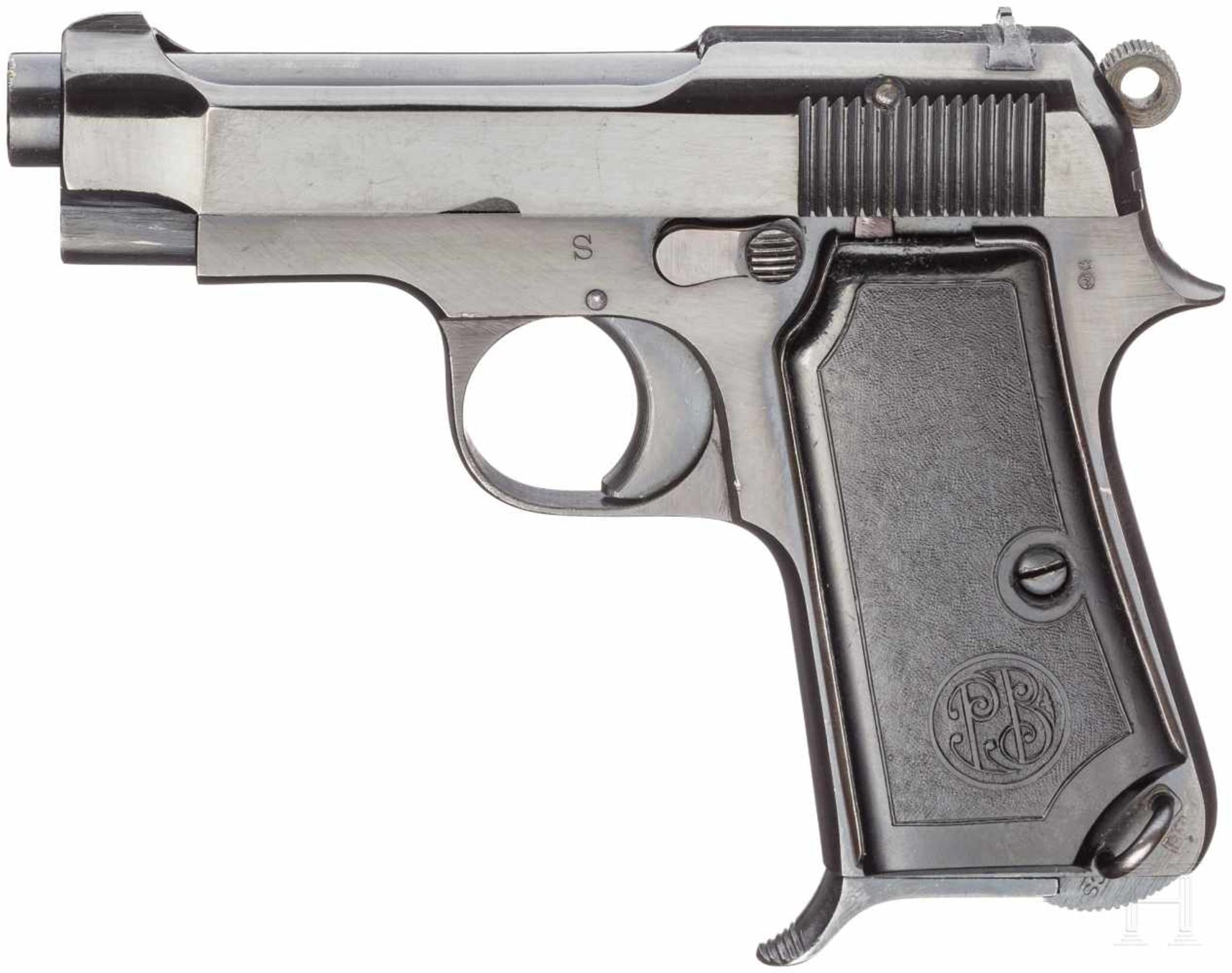 Beretta Mod. 34, G-SerieKal. 9 mm Brown. kurz, Nr. G 37392, Nummerngleich. Blanker Lauf.