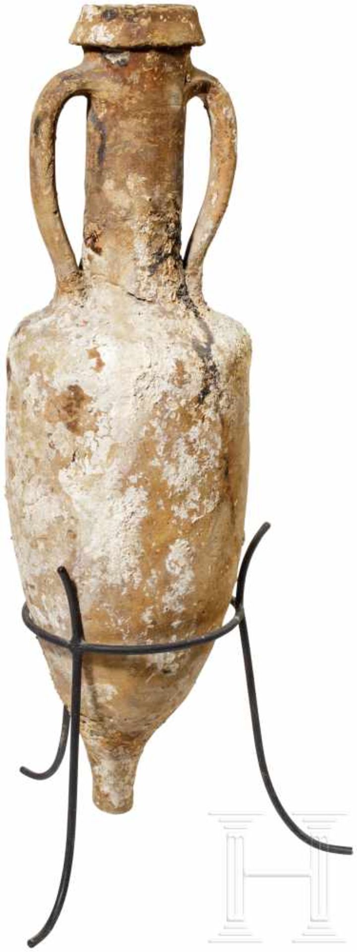 Weinamphore des Typs Dressel 1c, römisch, ca. 100 v. Chr.Schlanke Weinamphore mit hohem - Bild 2 aus 2