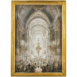 Innenansicht der Cappella Paolina im Vatikan, Gouache, 19. Jhdt.Tusche und Wasserfarben auf