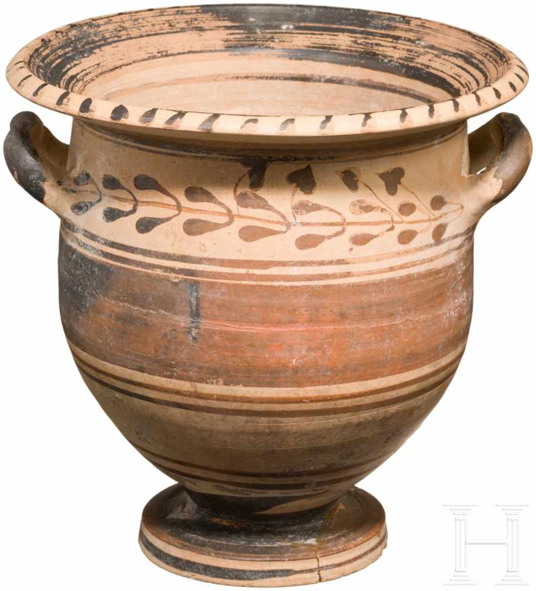 Glocken-Krater, Unteritalien, 6. - 5. Jhdt. v. Chr.Subgeometrischer, canosinischer Glocken-Krater. - Bild 2 aus 3