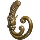 Chinoiser Griff aus Bronze, wohl Frankreich, 19. Jhdt.Massiver Bronze-Griff in Form eines Drachens