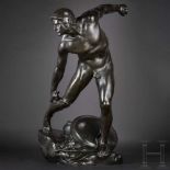 Constant Ambroise Roux (1865 - 1942), Bronzeskulptur, "Der Zorn des Achilles"Schwarz patinierte