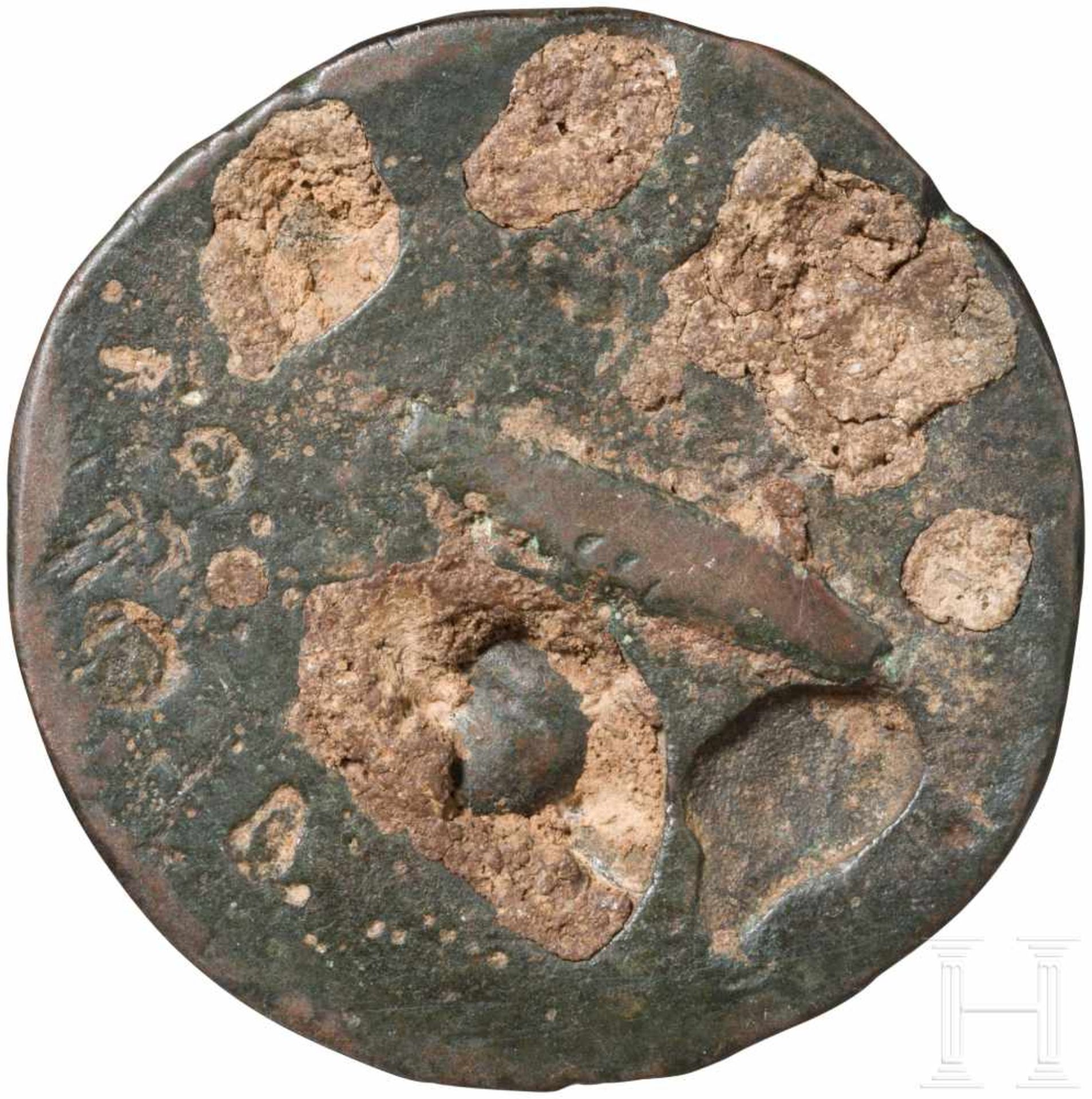 Bronzegewicht, China, Han-Dynastie, 2. Jhdt. v. Chr. - 2. Jhdt. n. Chr.Rundes Bronzegewicht mit - Bild 3 aus 3