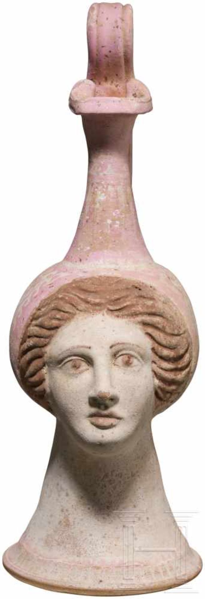 Polychrome Oinochoe mit plastischem Antlitz einer Dame, Canosa, Unteritalien, 4. Jhdt. v. Chr. - Bild 4 aus 9