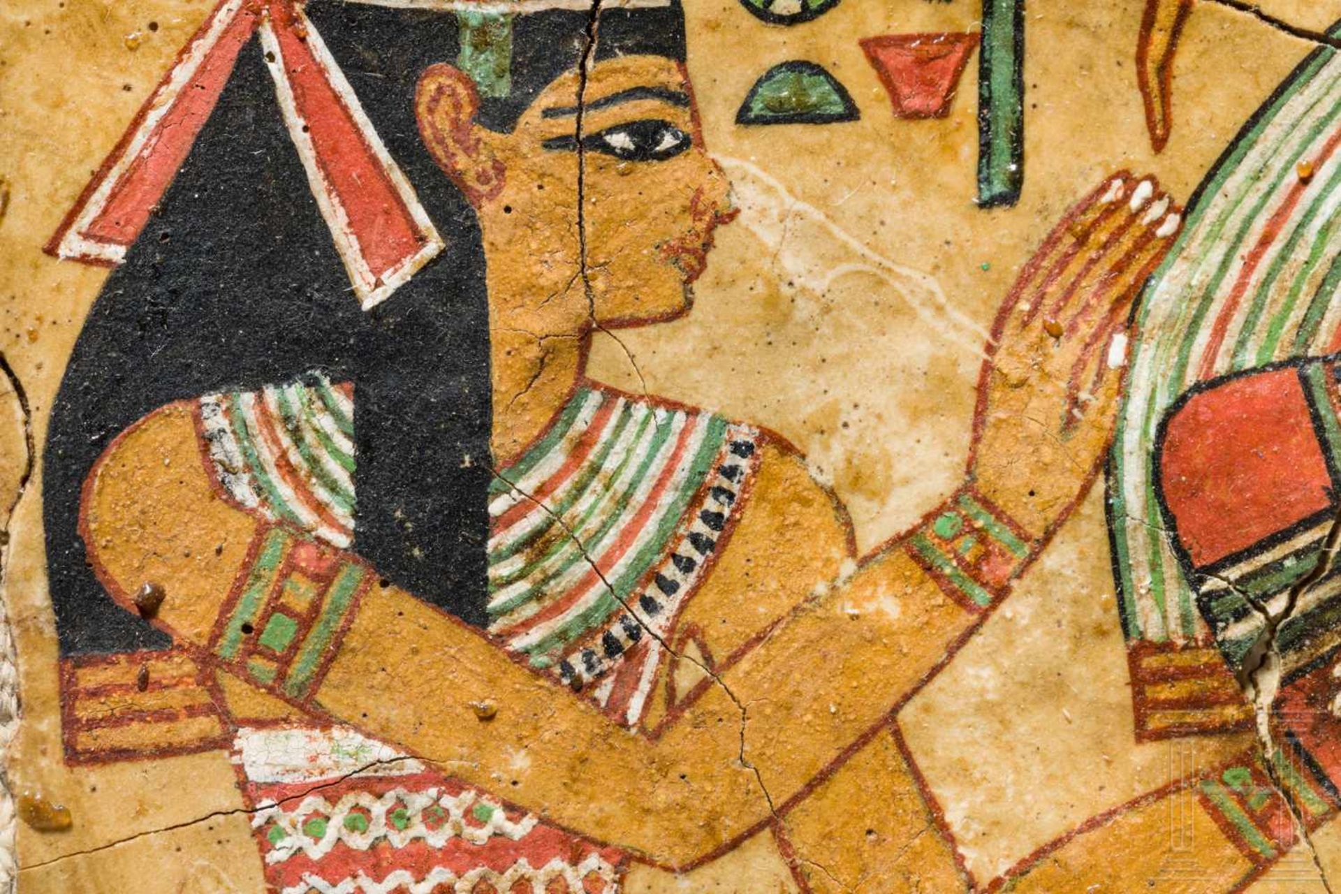 Isis und Ptah-Sokar auf einer polychrom bemalten Mumienhülle, Ägypten, 2. - frühes 1. Jtsd. v. Chr. - Bild 4 aus 5