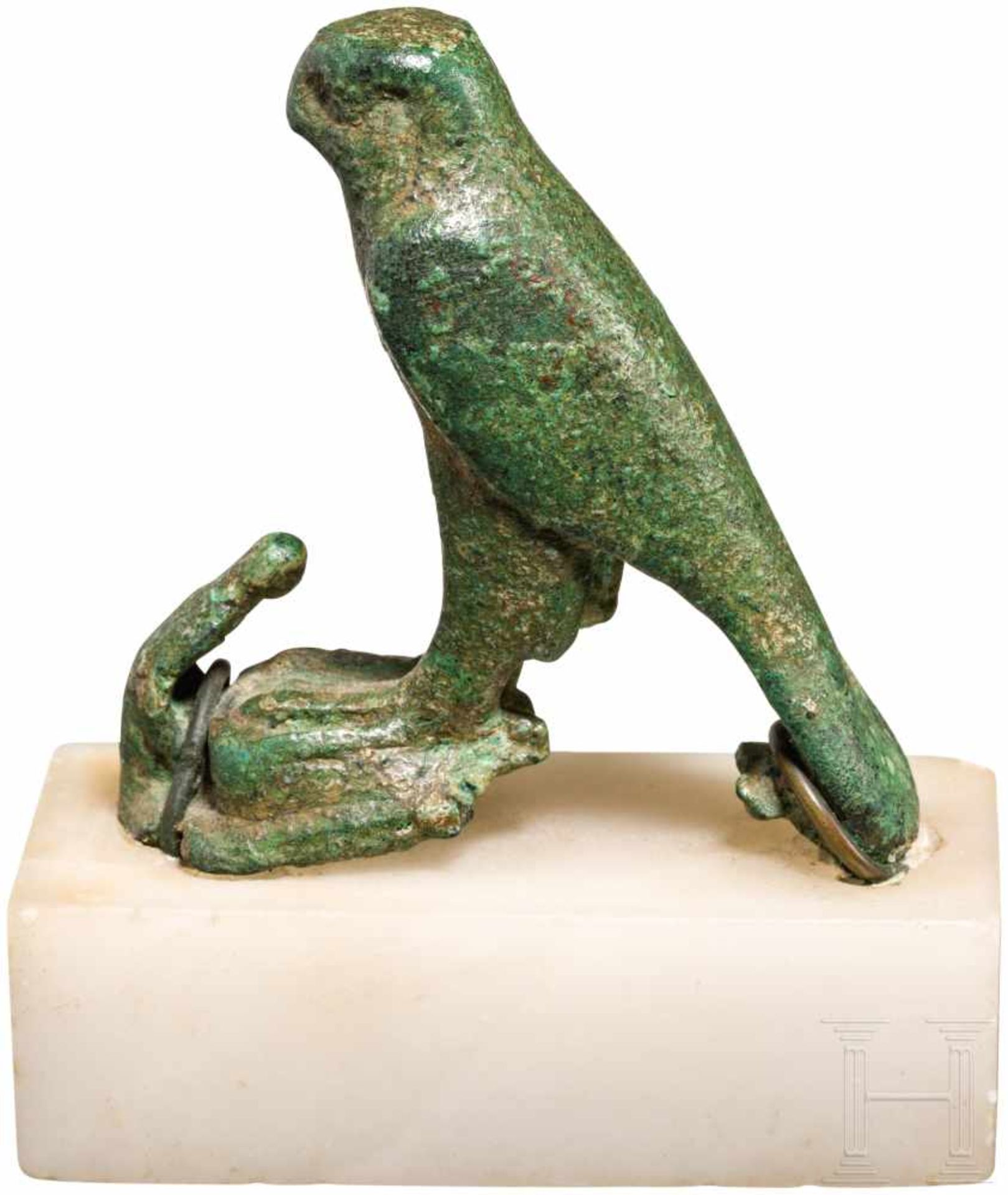 Horusfalke, Bronze, spätdynastisch-ptolemäisch, ca. 7. Jhdt. - 31 v. Chr.Bronzevollguss eines - Bild 2 aus 3