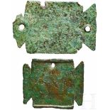 Zwei Besitzermarken römischer Soldaten, 1. - 3. Jhdt.Zwei kleine Bronzebleche in Form von tabulae