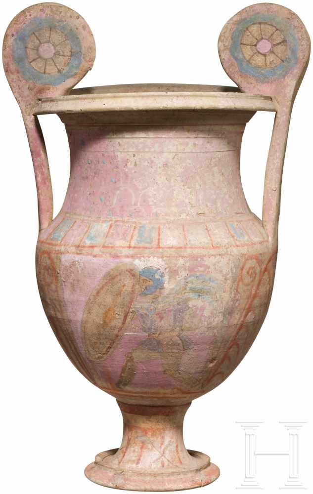 Volutenkrater mit Kriegerdarstellung, Canosa, Unteritalien, Ende 4. - 3. Jhdt. v. Chr.Polychromer