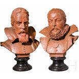 Ein Paar Terrakottabüsten, Galilei und Tycho Brahe, deutsch/Italien, 2. Hälfte 19. Jhdt.Fein